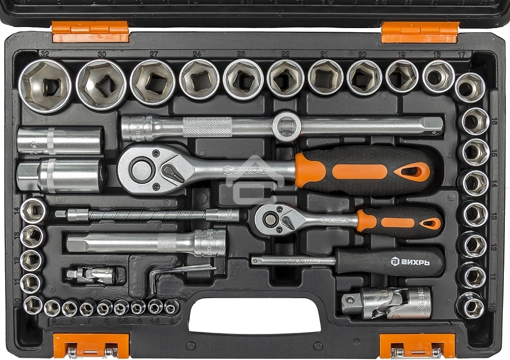 Набор инструментов 1/2дюйм; 1/4дюйм CrV пластик. кейс (94 предм.) Вихрь 73/6/7/5