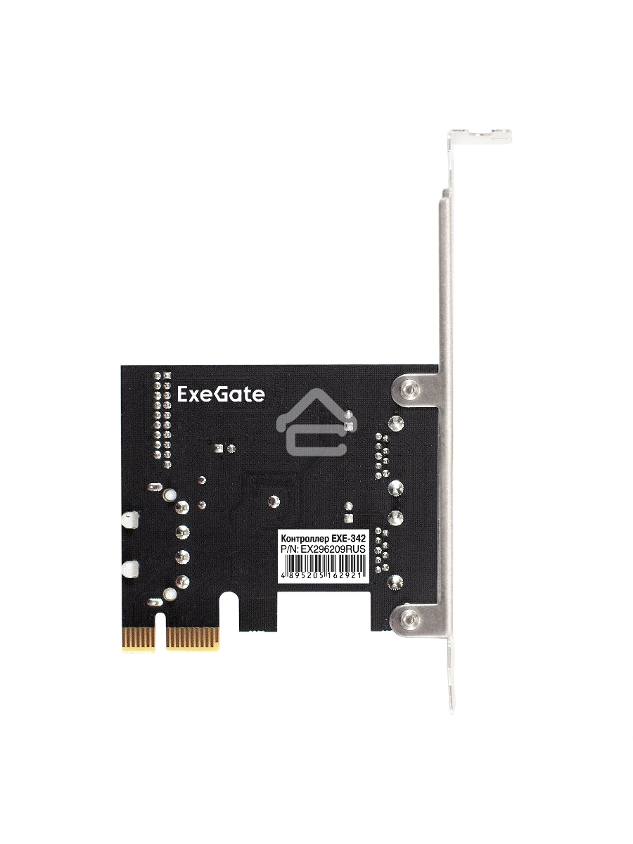 Контроллер ExeGate EXE-342 (PCI-E x1 v2.0, 2*USB3.0 ext.+ 1*19pin int. (внутренние коннекторы для подключения 2*USB3.0 портов на корпусе), разъем доп.питания, VIA Labs Chipset VL805)