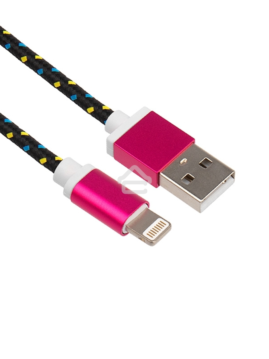 Кабель Rexant (18-4245) USB кабель для iPhone 5/6/7 моделей, шнур в тканевой оплетке, черный