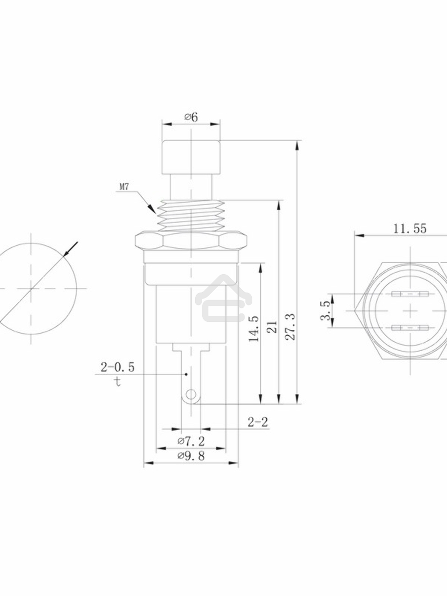 Выключатель-кнопка металл 220V 2А (2с) (ON)-OFF Ø7.2 красная Micro Rexant