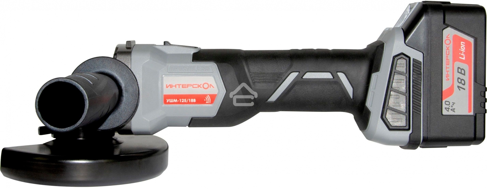 Угловая шлифовальная машина аккумуляторная ИНТЕРСКОЛ УШМ-125/18В Li-ion АПИ [578.4.1.70] кейс, 1 аккум. 4А·ч, ЗУ