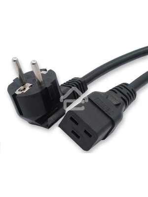 Кабель питания Hyperline PWC-IEC19-SHM-3.0-BK (Shucko+C19) (3x1.5), 3м