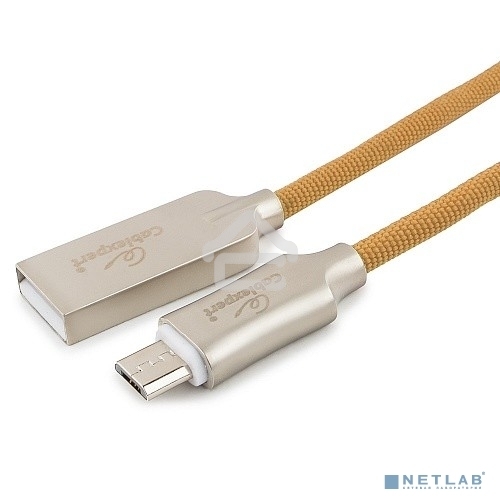 Кабель USB2.0 Cablexpert CC-P-mUSB02Gd-1.8M, AM/microB, серия Platinum, длина 1.8м, золотой, блистер