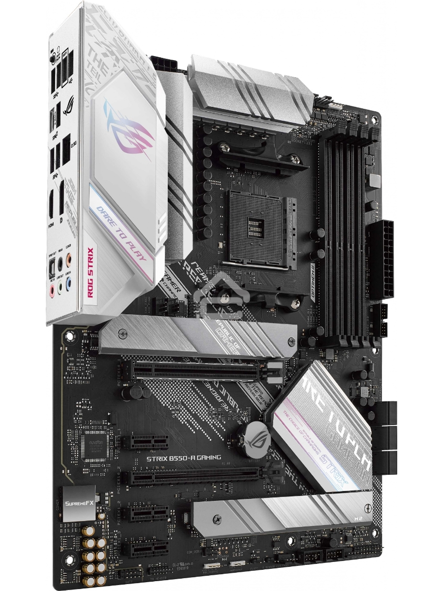 Материнская плата ASUS ROG STRIX B550-A GAMING, AM4, AMD B550, 4xDDR4, 6xSATA, 2xM.2, 1xPCI-E 4.0 x16, 1xPCI-E 3.0 x16, 3xPCI-E x1, 1xHDMI, 1xDP, 1x 2.5Gb LAN, 4xUSB 3.2 Gen 1, 1xUSB 3.2 Gen 2, 1xUSB-C 3.2 Gen 2, 5x3.5 мм, 7.1, ATX