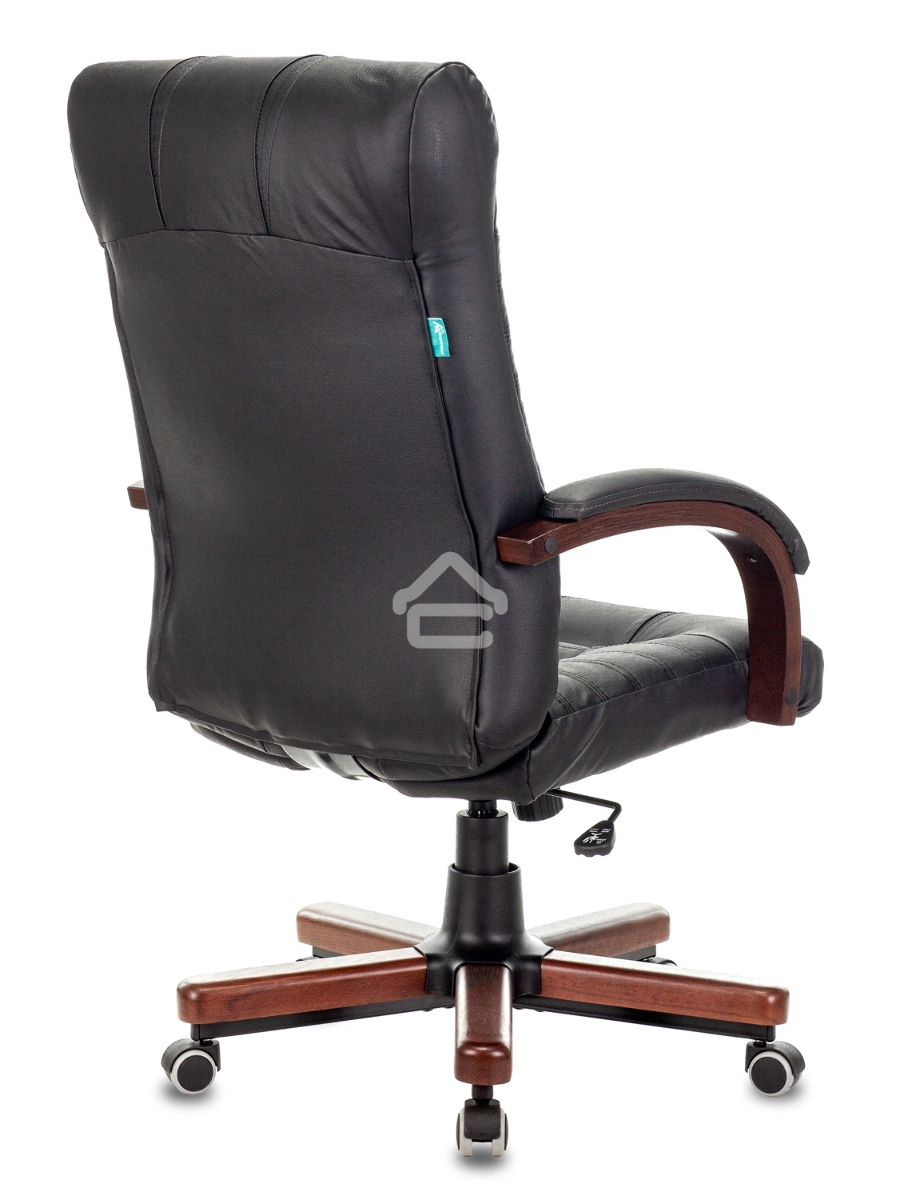 Кресло руководителя Бюрократ KB-10WALNUT/B/LEATH черный, кожа, крестовина дерево