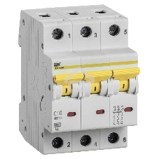 Выключатель автоматический трехполюсный ВА47-60M 3Р 10А 6кА С MVA31-3-010-C IEK