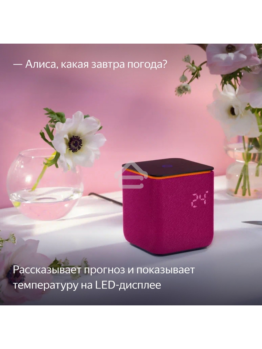 Умная колонка Яндекс Станция Миди, ZigBee, 24Вт, с голосовым ассистентом Алиса на YaGPT, малиновый