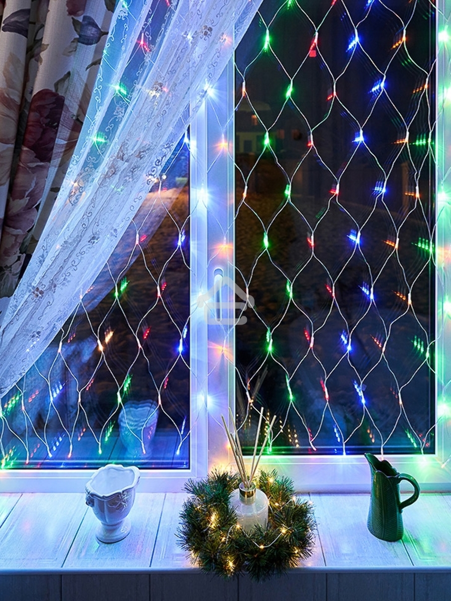 Гирлянда «Сеть» 1,5х1,5 м, прозрачный ПВХ, 96 LED мультиколор