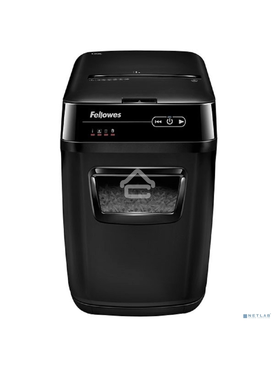 Шредер Fellowes AutoMax 150C FS-46801(01/02)*  {(секр.P-4)/фрагменты 4x38 мм,/150лист./32лтр./Уничт:скрепки, скобы, пл.карты,CD диски}