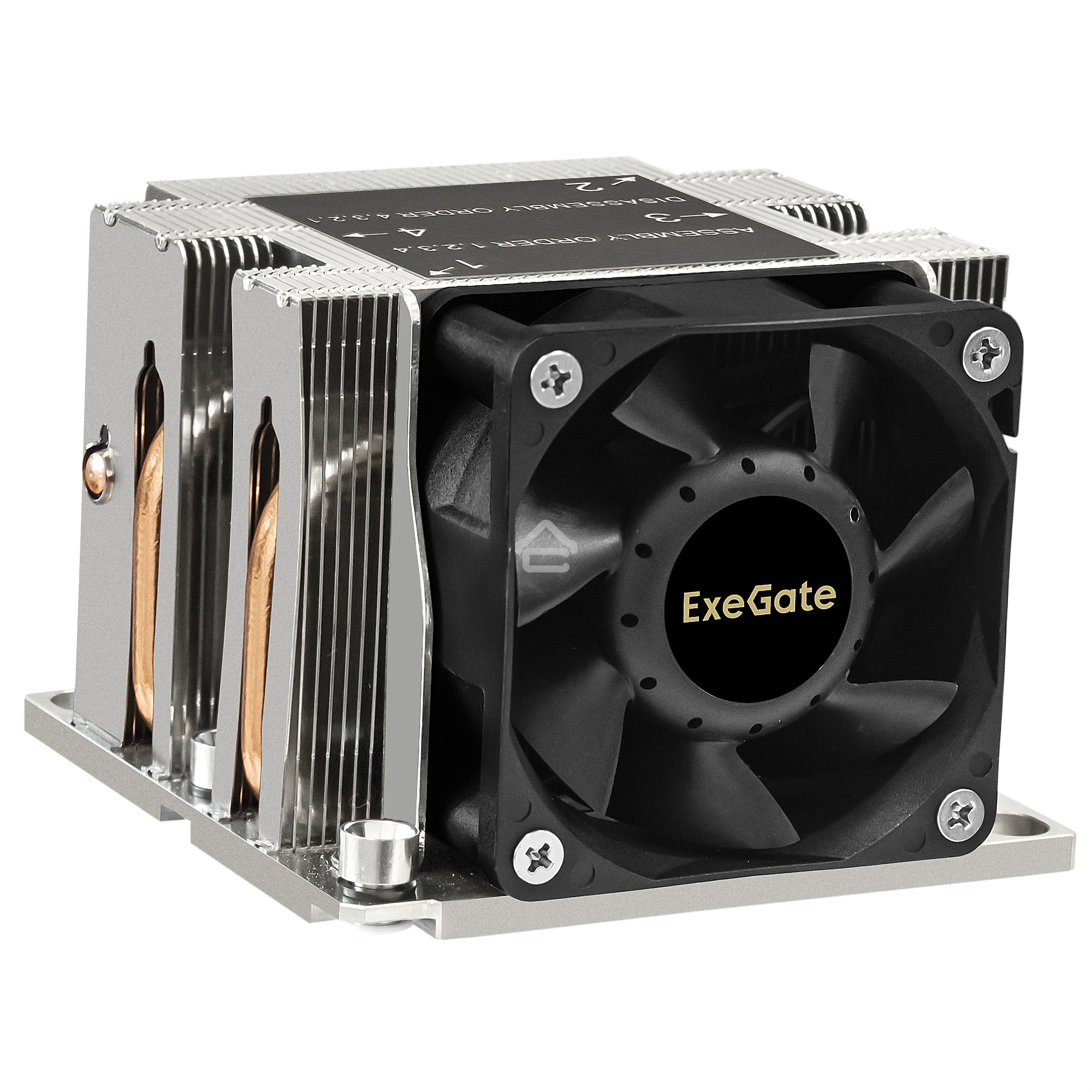 Кулер для процессора ExeGate ESNK-P0068AP4.PWM.2U.3647.Cu серебристый/черный, 60 мм, алюминий/медь, 6800 об/мин, 52 дБ, 4 pin, 205 Вт, 64.5 мм