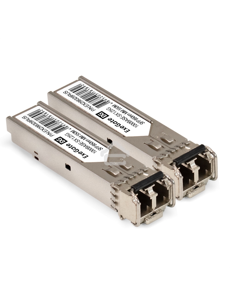 Комплект: Сетевой адаптер SFP ExeGate EXE-82576-F2 + 2xТрансивер Multi-Mode до 550м ExeGate EXT-1G-MM850-LC2-550M (EX296229RUS: PCI-E x1 v2.0, порты 2x SFP (10/100/1000Mb/s), Gigabit Server NIC Intel Chipset 82576-F2 + 2xEX298329RUS: Tx:850/Rx:850 нм, до 
