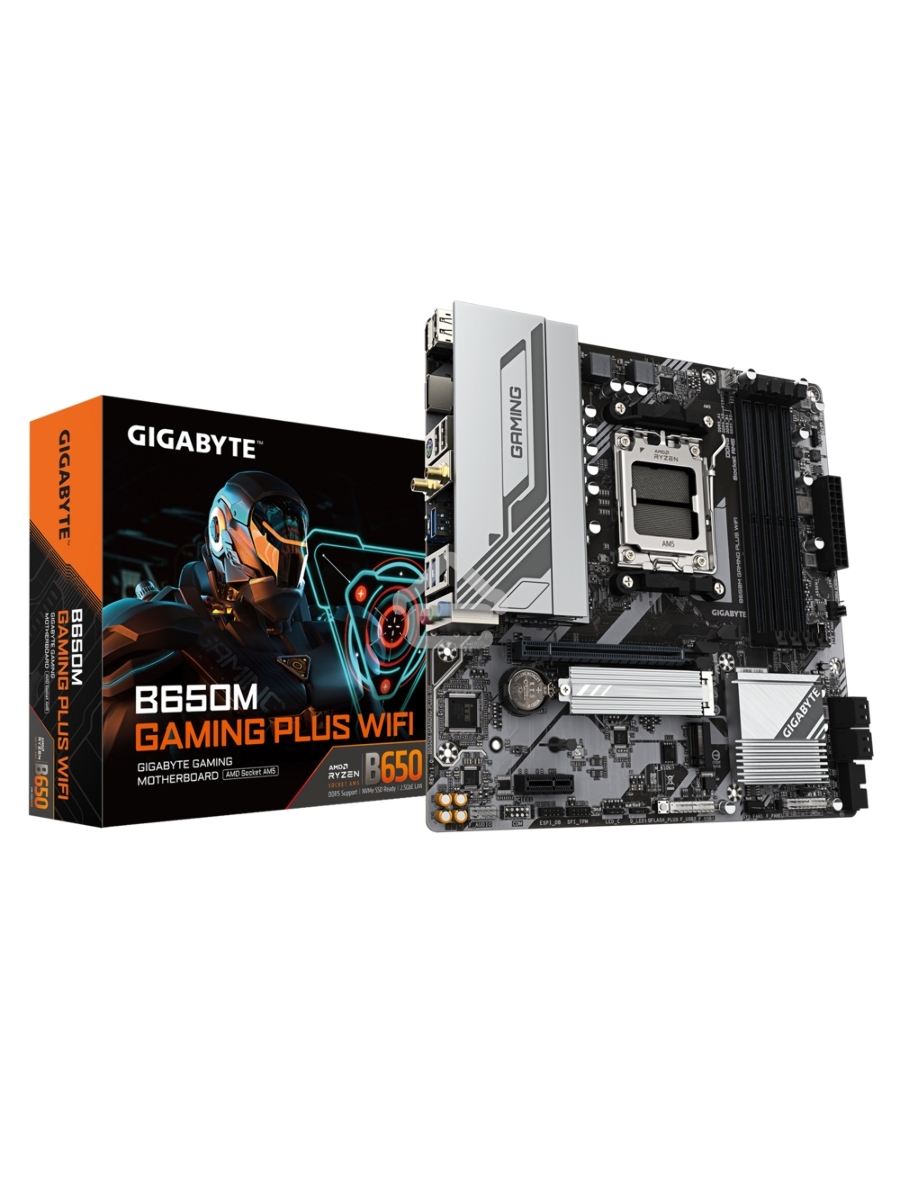 Материнская плата Gigabyte B650M GAMING PLUS WIFI, AM4, AMD B650, 4xDDR5, 4xSATA, 2xM.2, 1xPCIe 4.0 x16, 1xPCIe 3.0 x1, 2xDP, 1xHDMI, 1x2.5Gb LAN, Wi-Fi 6E, Bluetooth 5.3, 1xUSB-C 5Gbps, 5xUSB-A 5Gbps, 6xUSB-A 2.0, 3x3.5 мм, 7.1, mATX