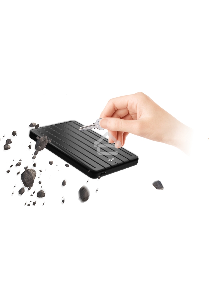 Накопитель External SSD Silicon Power 256Gb Bolt B75 Pro <SP256GBPSD75PSCK> (USB 3.1 Gen2 Type C, 520/450Mbs, противоударный MIL-STD 810G, 124х82х12mm, 75g) Black