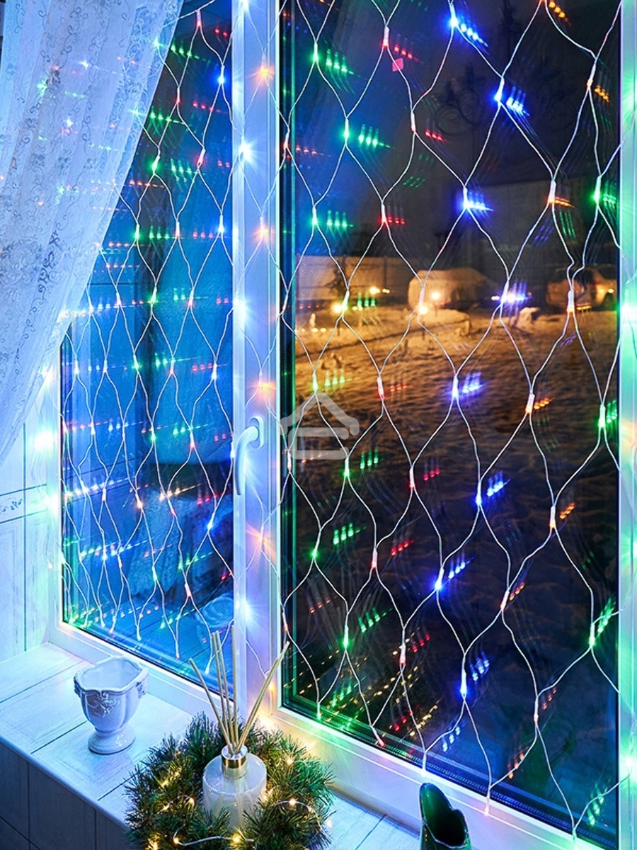 Гирлянда «Сеть» 1,5х1,5 м, прозрачный ПВХ, 96 LED мультиколор