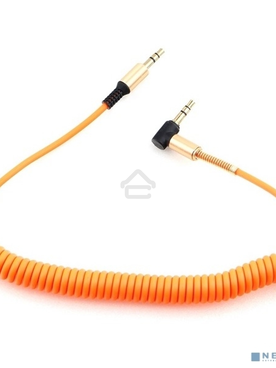 Кабель Cablexpert аудио 90˚ спиральный  CCAB-02-35MMLC-1.8MO. 3.5 Jack (M)/3.5 Jack (M), оранжевый, 1.8м, блистер