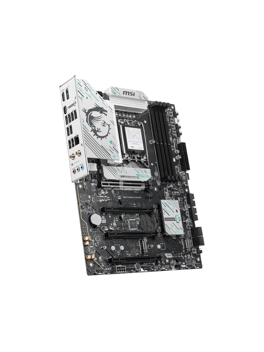 Материнская плата MSI B860 GAMING PLUS WIFI, LGA 1851, Intel B860, 4xDDR5, 4xSATA, 3xM.2, 1xPCIe 4.0 x4, 1xPCIe 5.0 x16, 1xDP, 1xHDMI, 1xUSB-C, 1x 5Gb LAN, 4xUSB-A 2.0, 2xUSB-A 3.2 Gen 1, 2xUSB 3.2 Gen 2, 7.1, 3x3.5 мм, ATX