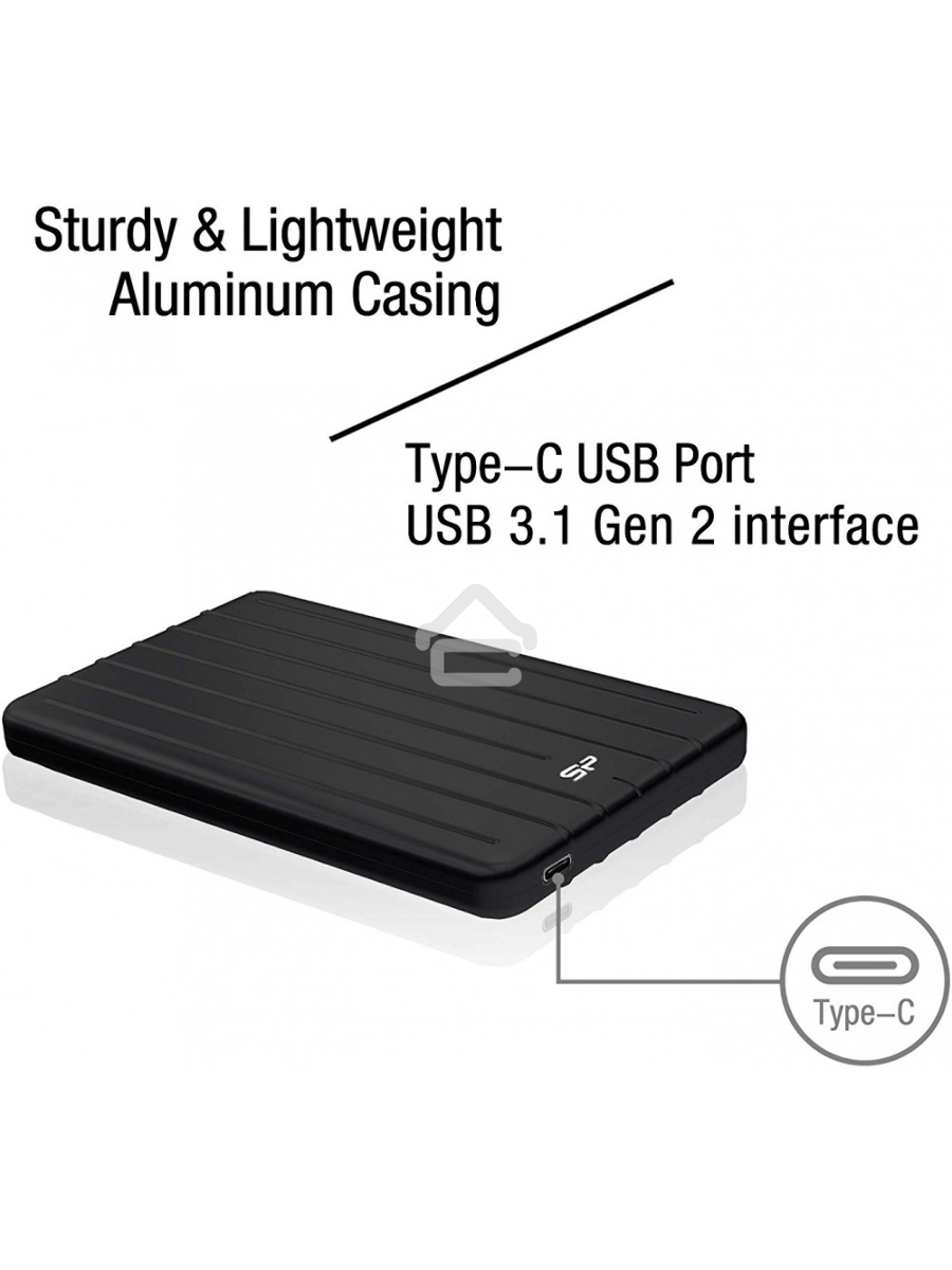 Накопитель External SSD Silicon Power 256Gb Bolt B75 Pro <SP256GBPSD75PSCK> (USB 3.1 Gen2 Type C, 520/450Mbs, противоударный MIL-STD 810G, 124х82х12mm, 75g) Black