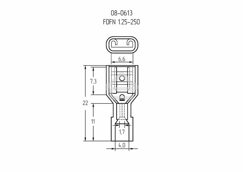 Клемма плоская Rexant полностью изолированная, гнездо 6.6 мм, в нейлоне, 0.5-1.5 мм² (РПи-м(н) 1.5-(6.3)), красный