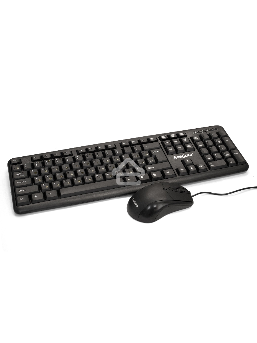Комплект ExeGate EX287139RUS Professional Standard Combo MK120-OEM (клавиатура влагозащищенная 104кл. + мышь оптическая 1000dpi, 3 кнопки и колесо прокрутки; USB, длина кабелей 1.3м, черный, ОЕМ)