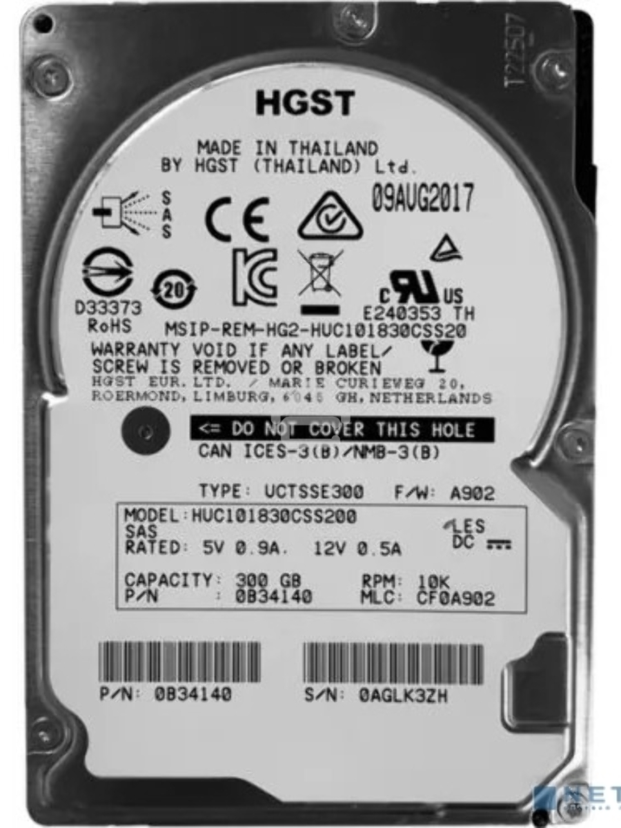 Жесткий диск HDD HGST SAS Server 300Gb 2.5'' Ultrastar 10K rpm 12Gb/s 128Mb 1 year ocs (replacement AL15SEB030N, AL14SEB030N)
