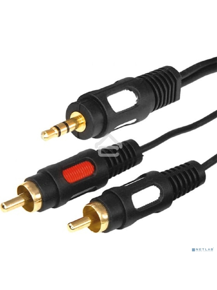 Шнур Стерео 3,5 мм - 2 RCA, длина 3 мeтра (GOLD) Rexant