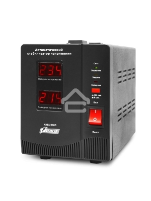 Стабилизатор напряжения Powerman AVS-D Voltage Regulator 2000VA, Digital Indication, 2x Schuko Outlets, 1m Power Cord, 230V, 1 year warranty, Black 