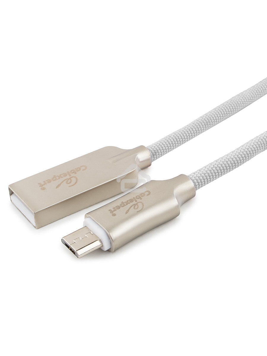 Кабель USB 2.0 Cablexpert CC-P-mUSB02W-1M, AM/microB, серия Platinum, длина 1м, белый, блистер