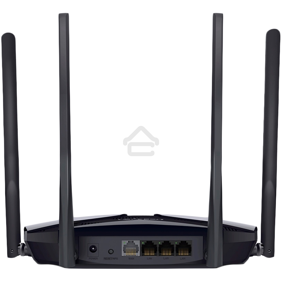 Двухдиапазонный роутер MERCUSYS AX3000 Wi-Fi 6, до 574 Мбит/с на 2,4 ГГц + до 2402 Мбит/с на 5 ГГц,4 фиксированные внешние антенны, 3 гигабитных порта LAN, 1 гигабитный порт WAN