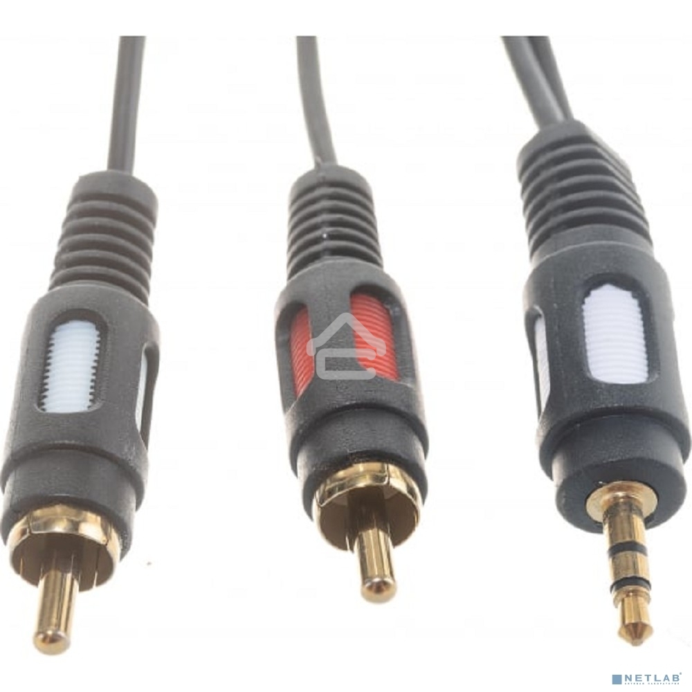 Шнур Стерео 3,5 м м - 2 RCA, длина 3 мeтра (GOLD) Rexant 17-4234