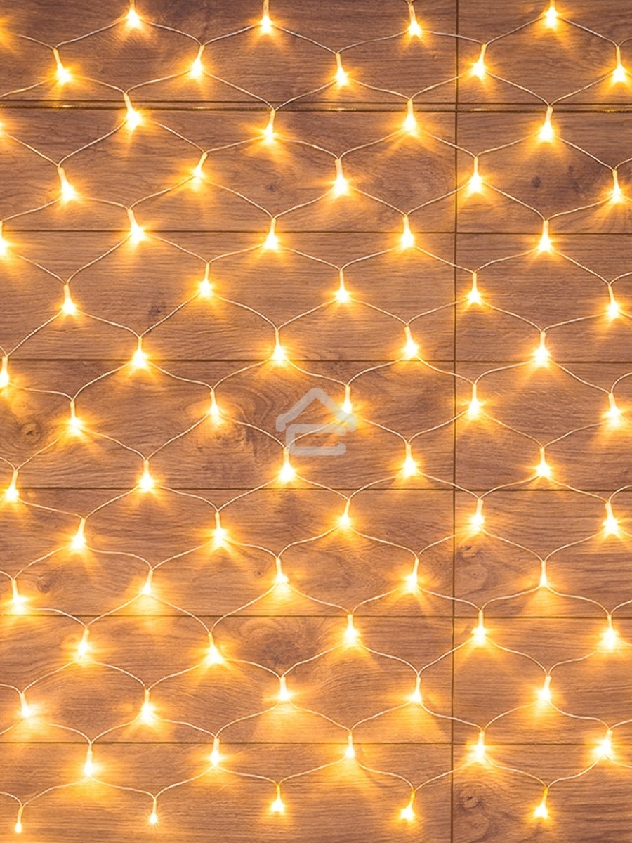 Гирлянда «Сеть» 1,5х1,5 м, прозрачный ПВХ, 96 LED теплый белый