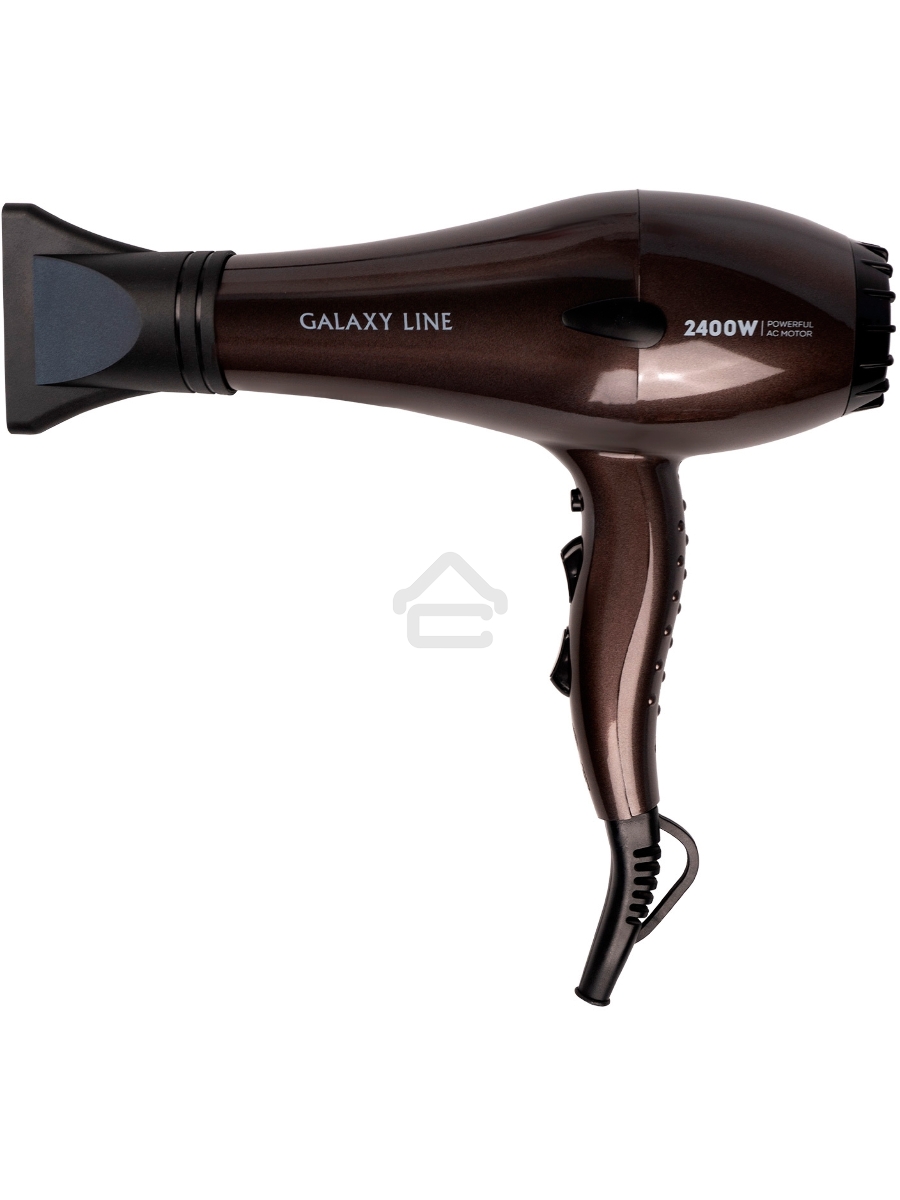 Фен для волос Galaxy Line GL 4343, коричневый, 2400 Вт, АС-мотор, 2 скорости потока воздуха, 3 температурных режима, функция «холодный воздух», насадка-концентратор, подвесная петля, длина шнура питания 240 см, защита мотора от перегрева