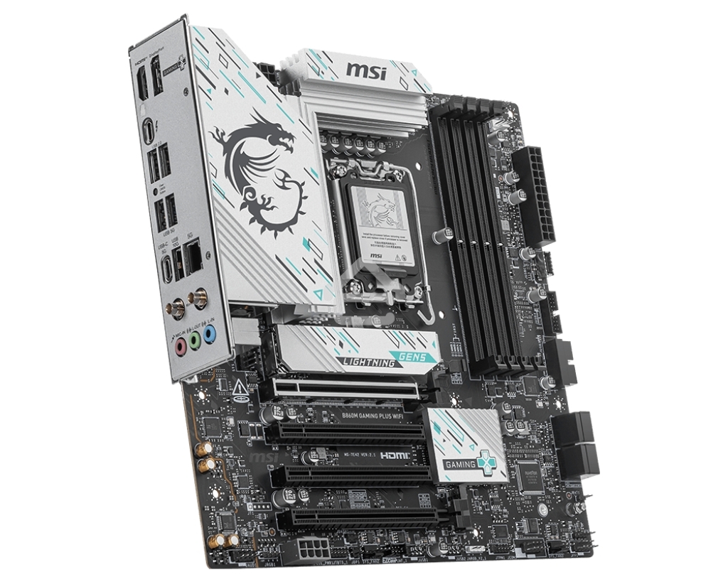 Материнская плата MSI B860M GAMING PLUS WIFI, LGA 1851, Intel B860, 4xDDR5, 4xSATA, 3xM.2, 1xPCIe 4.0 x4, 1xPCIe 5.0 x16, 1xDP, 1xHDMI, 1xUSB-C, 1x 5Gb LAN, 3xUSB-A 2.0, 2xUSB-A 3.2 Gen 1, 1xUSB 3.2 Gen 2, 7.1, 3x3.5 мм, mATX