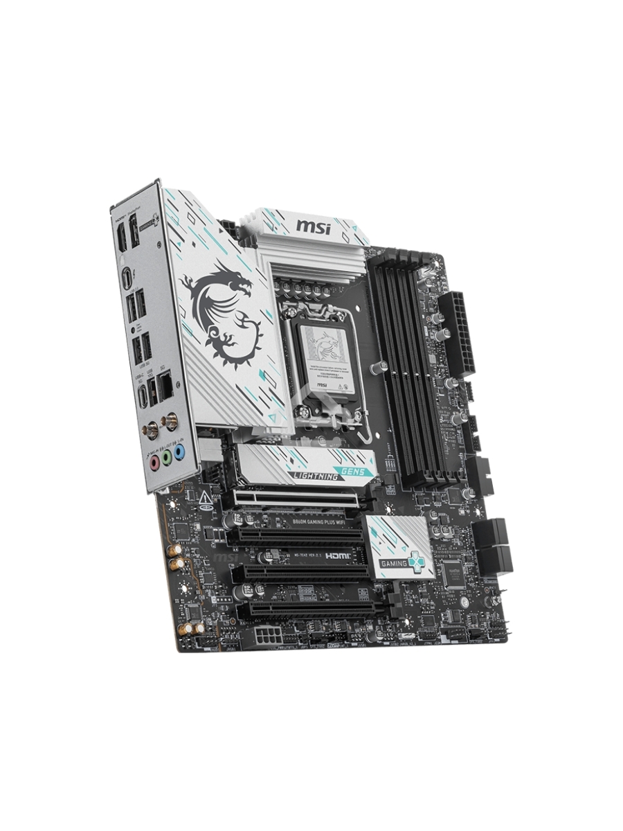 Материнская плата MSI B860M GAMING PLUS WIFI, LGA 1851, Intel B860, 4xDDR5, 4xSATA, 3xM.2, 1xPCIe 4.0 x4, 1xPCIe 5.0 x16, 1xDP, 1xHDMI, 1xUSB-C, 1x 5Gb LAN, 3xUSB-A 2.0, 2xUSB-A 3.2 Gen 1, 1xUSB 3.2 Gen 2, 7.1, 3x3.5 мм, mATX