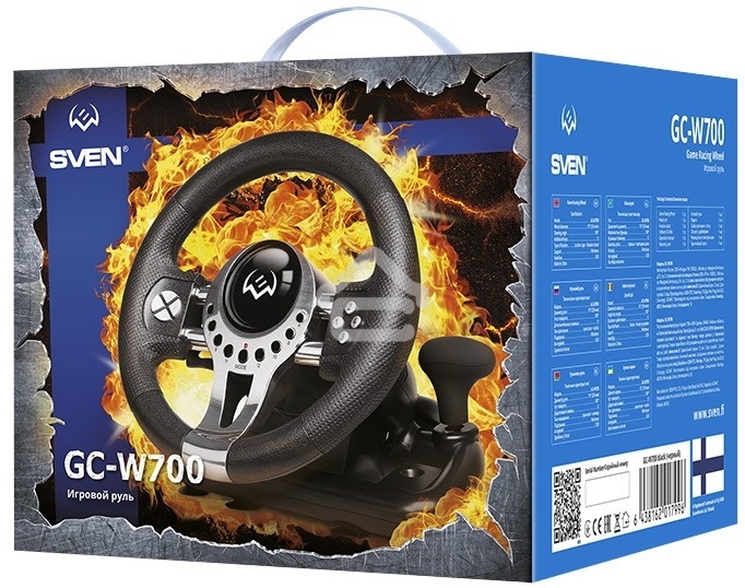 Руль SVEN GC-W700 (педали, вибро, скоба, лепестки, АКПП, D-pad, 12 кл, резин. вставки, PC/Xinput)