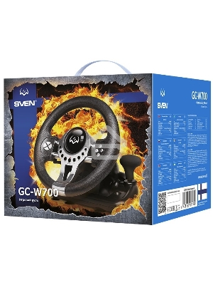 Руль SVEN GC-W700 (педали, вибро, скоба, лепестки, АКПП, D-pad, 12 кл, резин. вставки, PC/Xinput)