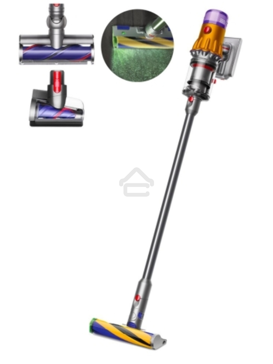 Пылесос вертикальный Dyson V12 Detect Slim Absolute желтый/серый, питание от аккумулятора, 150 Вт, уборка сухая, пылесборник 0.35 л, работа от АКБ max - 60 мин