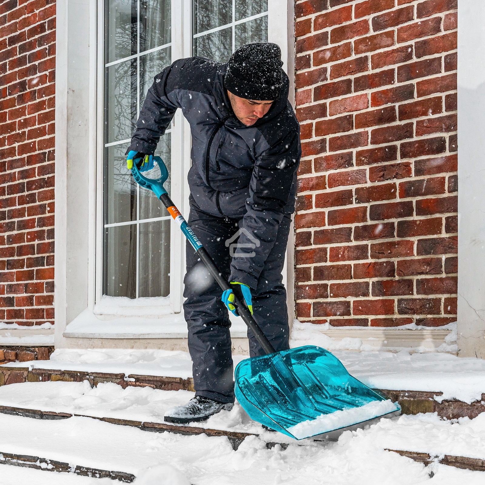 Лопата для уборки снега,поликарбонат,460х400х1400мм,алюминиевый черенок,ПВХ оплетка, LUXE Palisad