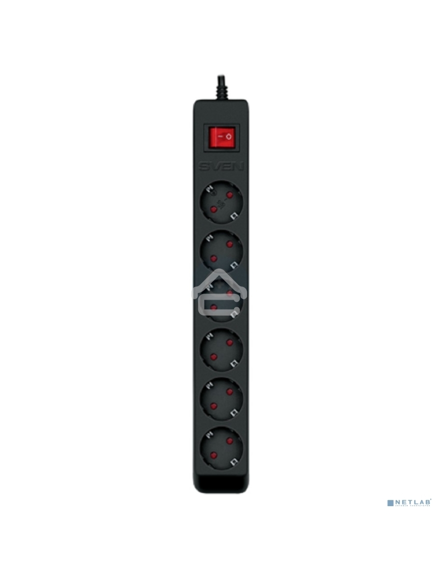 Фильтр SVEN Optima 3,0 м (6 розеток с защитными шторками) черный, цветная коробка