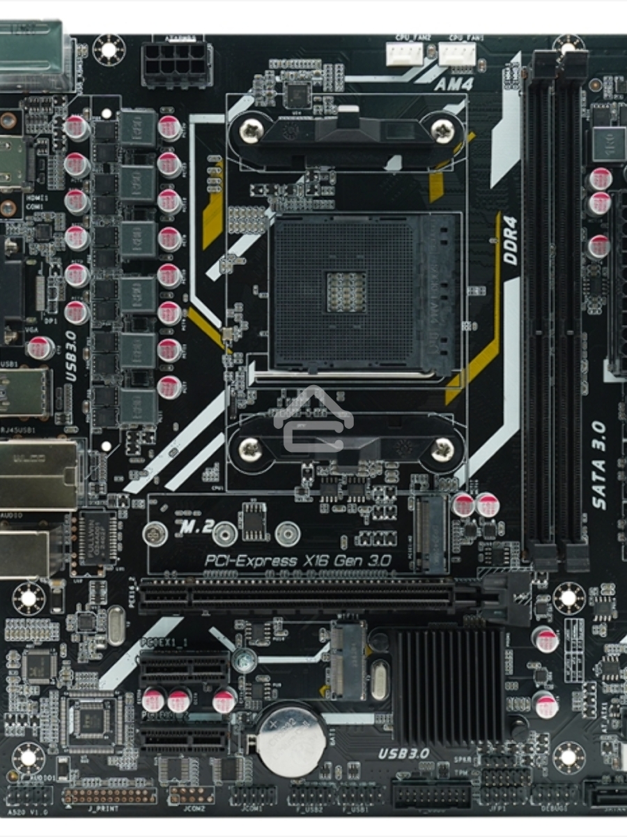 Материнская плата AFOX A520D4-MA5-V2, AM4, AMD A520, 2xDDR4, 4xSATA, 1xM.2, 1xPCIe 3.0 x16, 2xPCIe x1, 1xMini PCIe, 1xHDMI, 1xVGA, 1x 1Gb LAN, 2xUSB-A 2.0, 4xUSB-A 3.0, 3x3.5 мм, 5.1, mATX