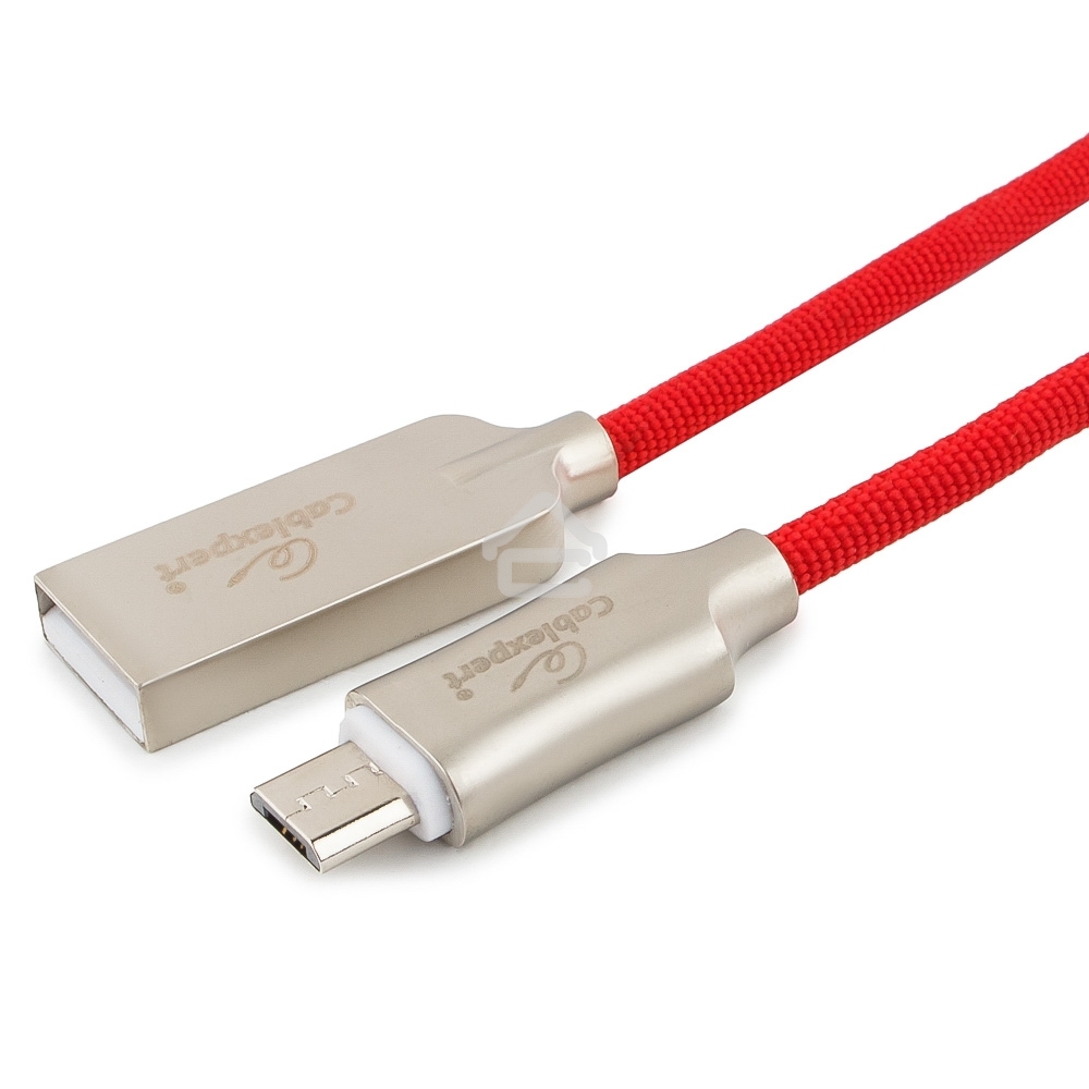 Кабель USB2.0 Cablexpert CC-P-mUSB02R-1M, AM/microB, серия Platinum, длина 1м, красный, блистер