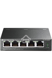 Коммутатор 5-Port 10/100Mbps Unmanaged Switch with 4-Port PoE, meta case, desktop mount, PoE budget 41W.