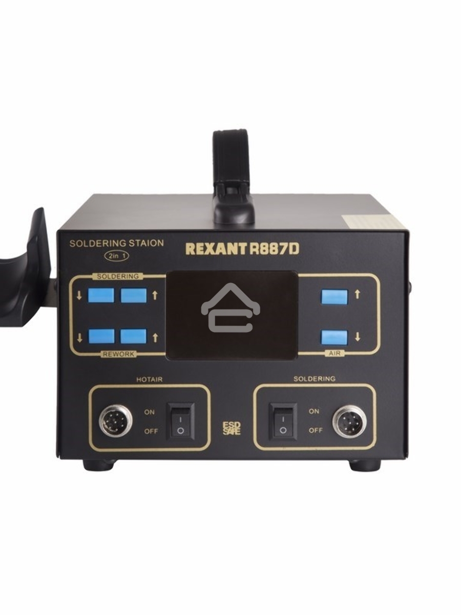 Паяльная станция Rexant, 2 в 1: паяльник+термофен, с ЖК дисплеем, 100-480 °С