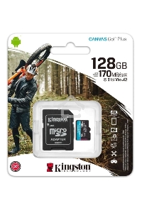 Карта памяти Kingston 128GB microSDXC Canvas Go Plus 170R A2 U3 V30 Card + ADP EAN: 740617301182