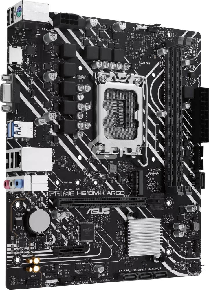 Материнская плата ASUS PRIME H610M-K D4 ARGB, LGA 1700, Intel H610, 2xDDR4, 4xSATA, 1xM.2, 1xPCIe 4.0 x16, 1xHDMI, 1x1Gb LAN, 2xUSB 5Gbps, 4xUSB 2.0, 7.1, mATX