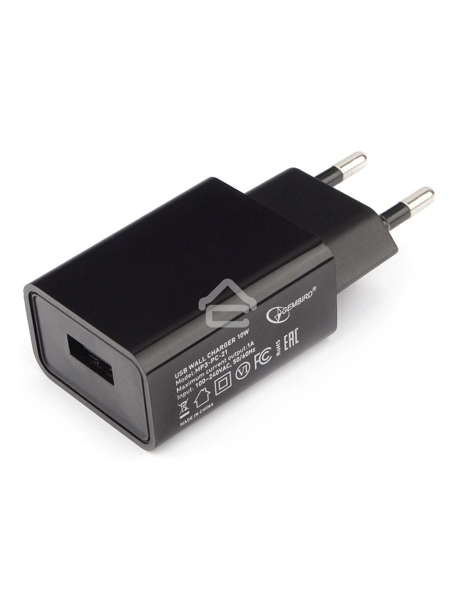 Адаптер питания Cablexpert MP3A-PC-21 100/220V - 5V USB 1 порт, 1A, черный