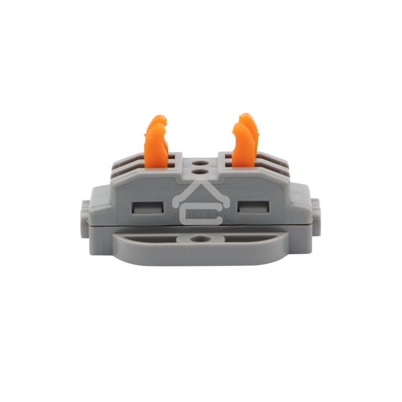 Клемма соединительная многоразовая проходная 2 полюса, с монтажной площадкой (0,08-4 мм²), серая (50 шт./уп.) Rexant