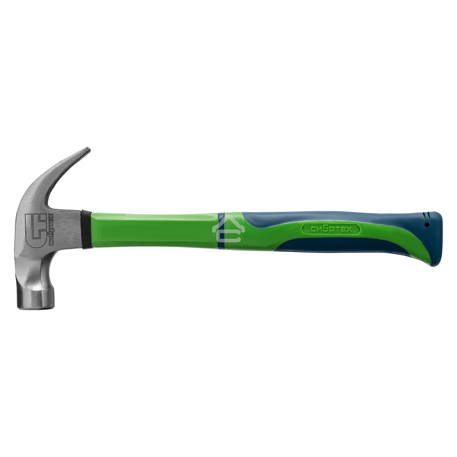 Молоток-гвоздодер Сибртех, 450г, с магнитом, фибергласовая обрезиненная рукоятка