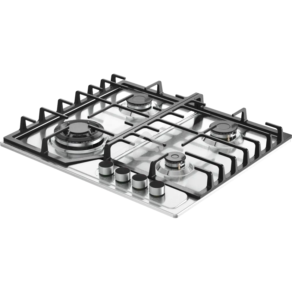 Варочная поверхность Kuppersberg FS 66 X газ, High-Tech, 58 см, автоматический электроподжиг, газ-контроль, форсунки под сжиженый газ, SABAF конфорки, чугунные решетки, цвет нержавеющая сталь, цвет фурнитуры черный
