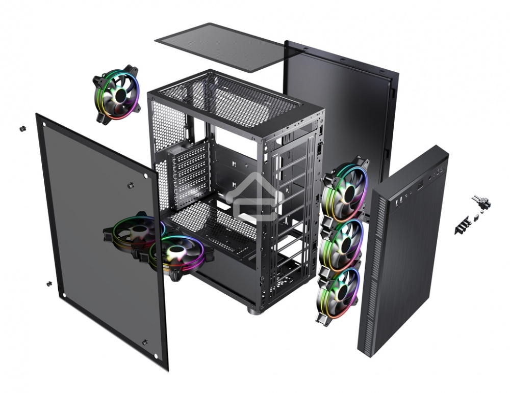Компьютерный корпус Accord 3407 черный без БП ATX 2xUSB2.0 2xUSB3.0 audio bott PSU