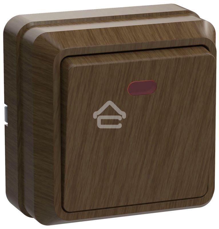 Выключатель 1-кл. ОП ОКТАВА 10А IP20 с инд. дуб ИЭК EVO11-K04-10-DC